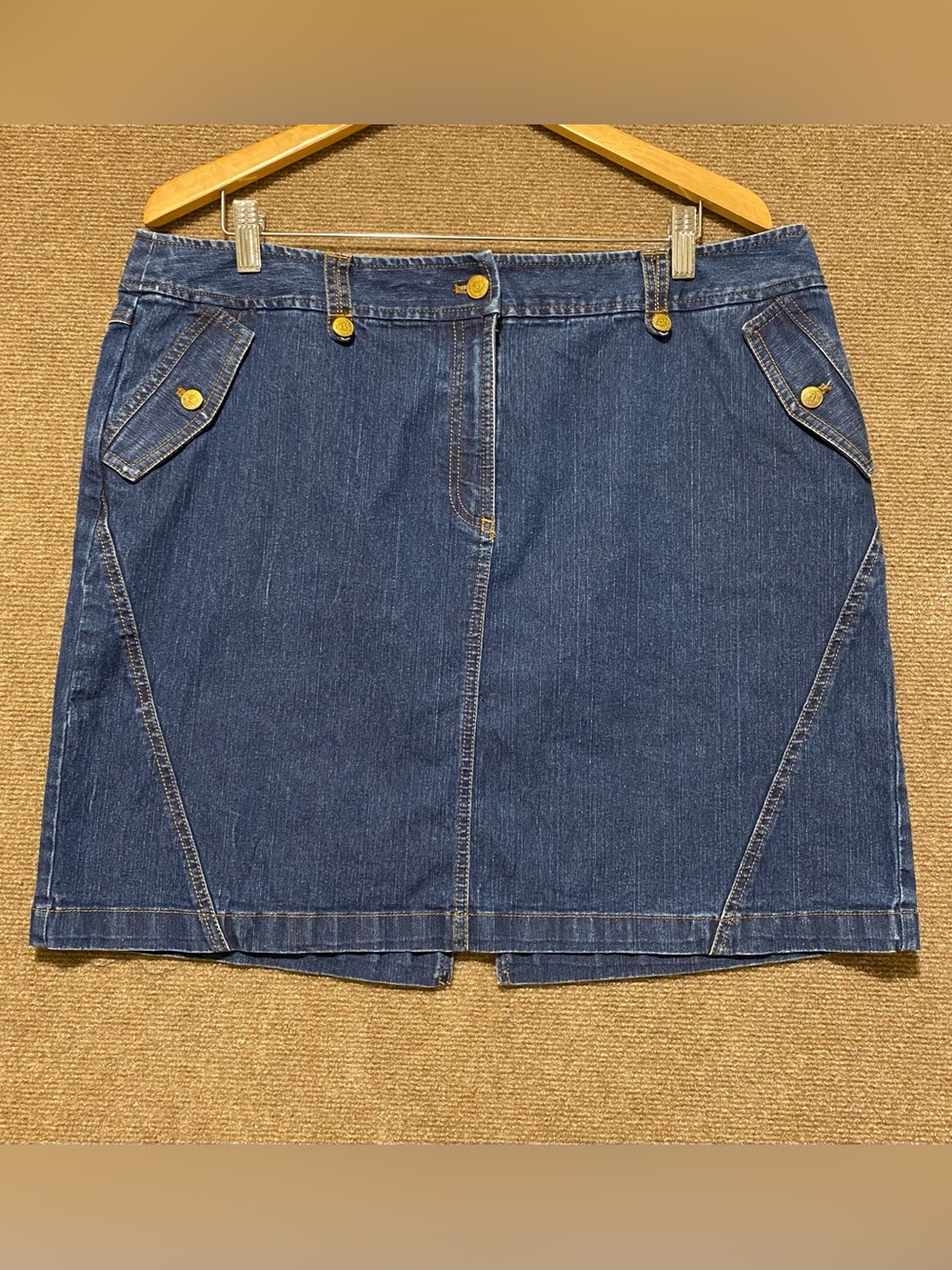Jones New York Signature Blue Stretch Denim Mini Skirt Size 16